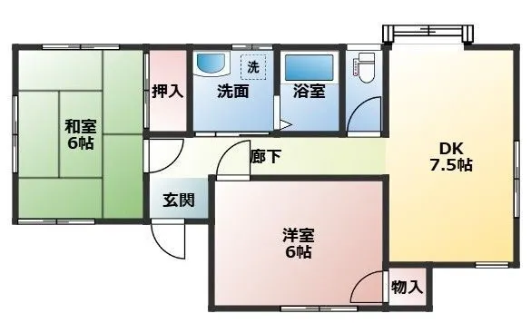 千葉県白子町の平屋戸建｜田園風景を望むコンパクトな2DK 写真 2